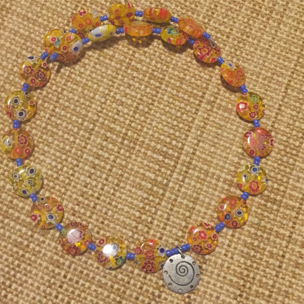 Custom Design Glass Beaded Choker ❤️ Silver Charm